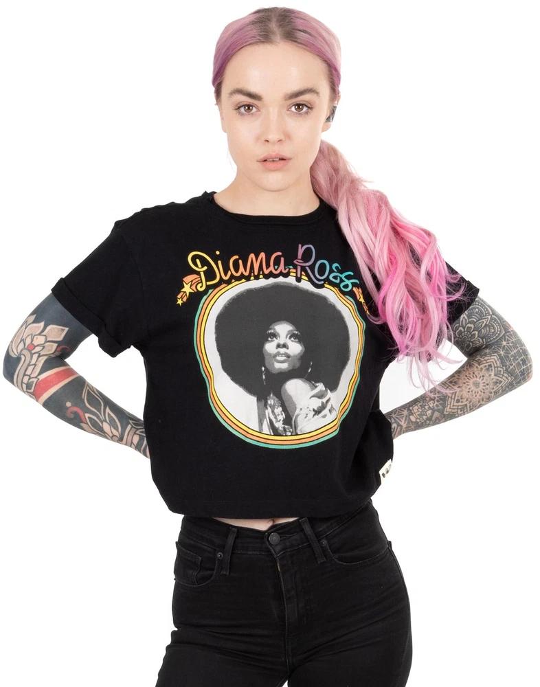 Diana Ross Cropped Short Sleeved TShirt womens Black Official Merch M