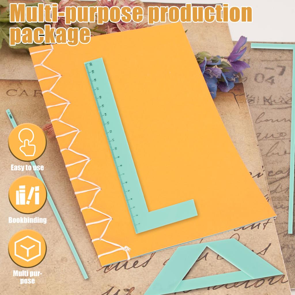 Hand Bookbinding Bookbinding Ruler Set Great Stencils Cutter Guide Book Binding Kits with Needle Punching Tool Scrapbooking Tool