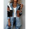 2026 Womens Elegant Slim Fit Long Sleeve Jacket Patchwork Polo Neck Office Wear
