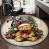 1pc Christmas Teddy Bear Santa Hat Chair Mat - Anime Cartoon Design, Non-Slip Carpet for Office Chair, Home Decor, Living Room, Bedroom, Game Room, Do