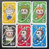 Joc Uno - Labubu AjieQaQ Pro Edition Waterproof Card Game, Portable Size 9x14cm, Easy Rules, for Family/Adults/Teens 7+, Party Game, Multicolor