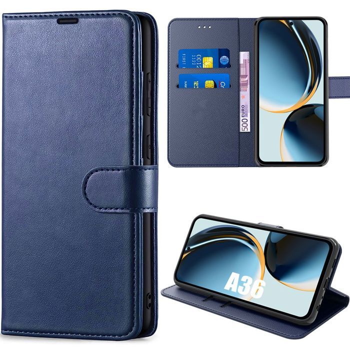 Coque de protection - BOOLING - Samsung Galaxy A36 5G/A56 5G - Antichoc - Cuir Synthétique - Bleu Marine