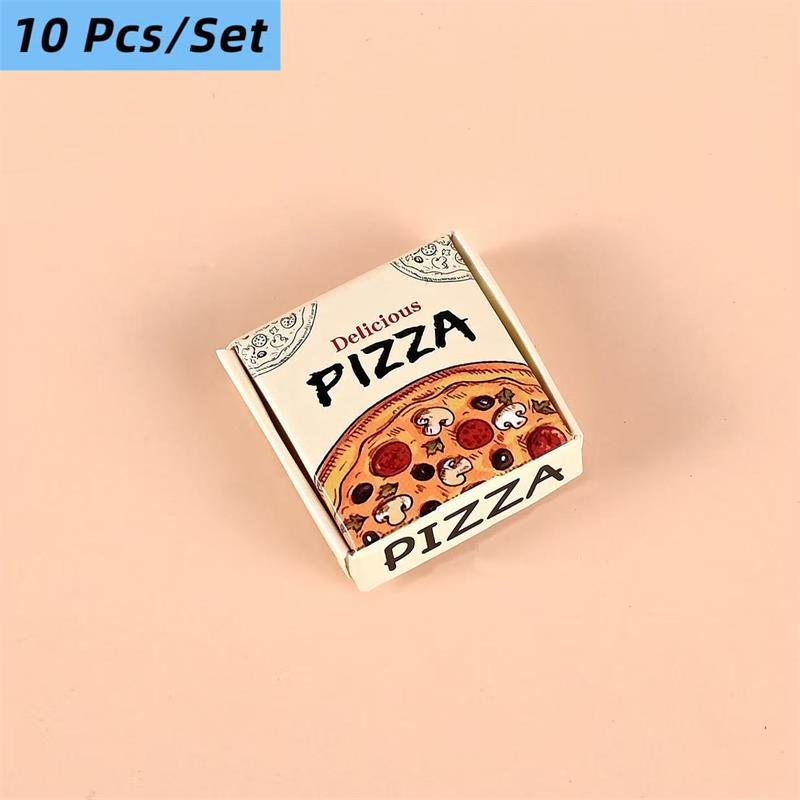 5/10 Pcs 1:12 Dollhouse Miniatures Pizza Box Model Doll House Accessories Decor Simulation Mini Food Toys Pretend Play Toys DIY