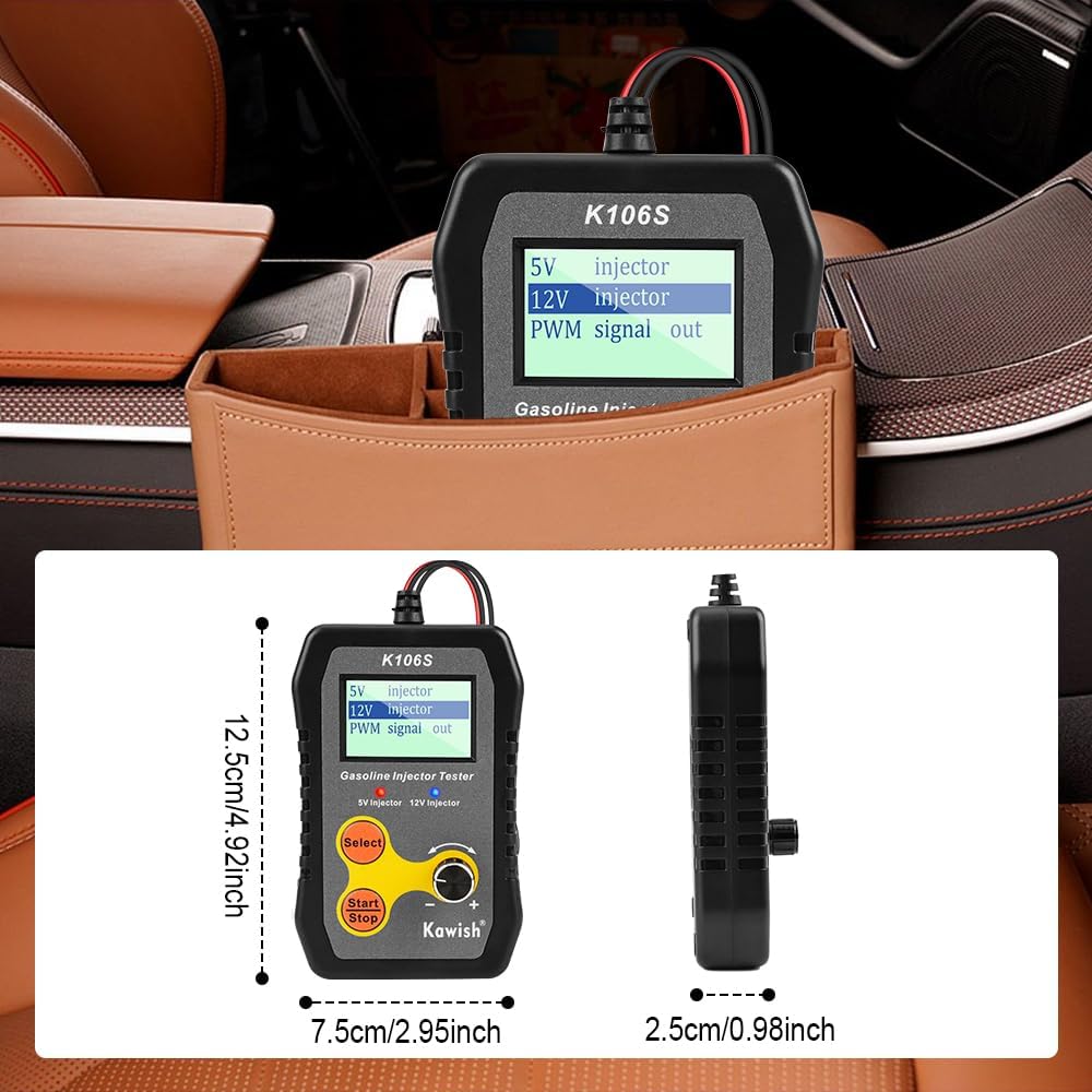 Universal Fuel Injector Tester and Cleaner Tool, DIY Cleaning Tool Kit for PWM, Adjustable Pulse Width Freq & Count, Two Injectors Test