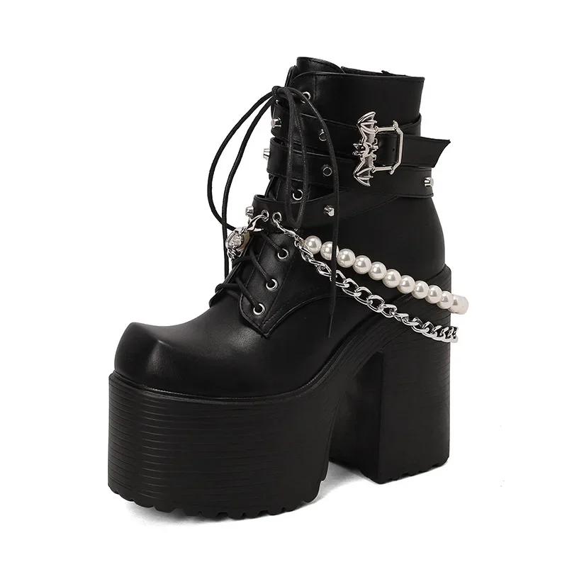 Fashion New Fashion Big Size Autumn Boots Women Platform Gothic Cool Buckle Motorcycle Boots Punk Street Winter Shoes For Woman