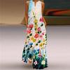 Robes imprimées pour femmes, style Boho, sans manches, col en v, longue, décontractée, ample, plage, fête, Maxi, été