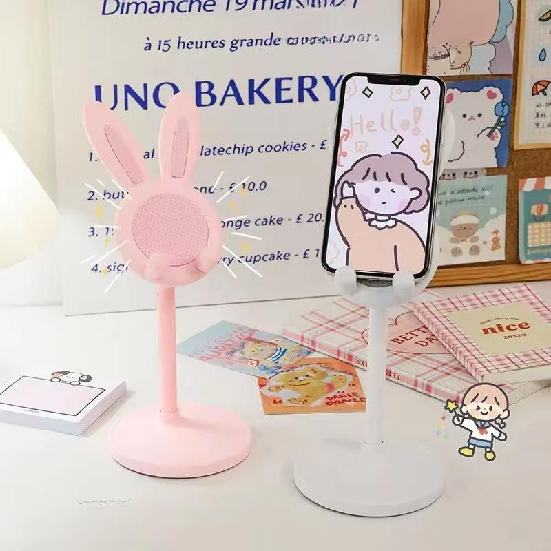 Pink Cartoon Little Rabbit Desktop Mobile Phone Stand Tablet Computer Stand Adjustable Telescopic Lift Student Lazy Person Stand