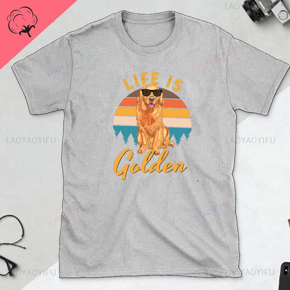 Golden Retriever Gift Tshirt Life Is Golden Dog Man Gift Dog Dad TShirt Fathers Day Gift for Golden Retriever Lovers Tops