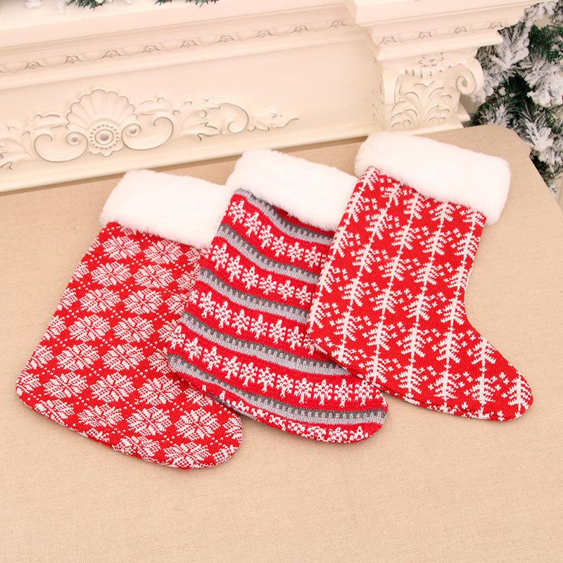 Christmas Socks Knitwear Stockings Christmas Large Socks Red and White Striped Gift Bag Children's Gift Bag