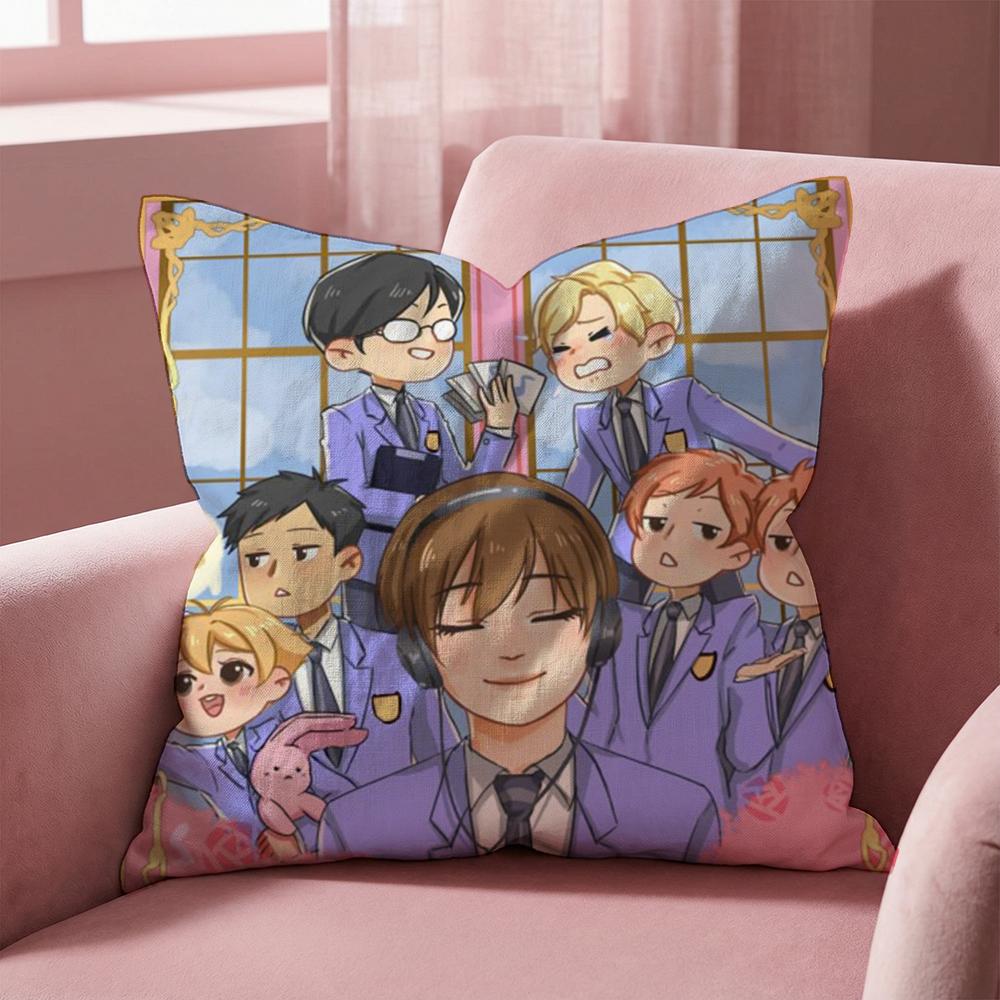 O-Ouran High School ANIME Cushion Cover Multi-Scene Pillow Cover for Home & Car - Reversible, Soft & Durable for Daily Use