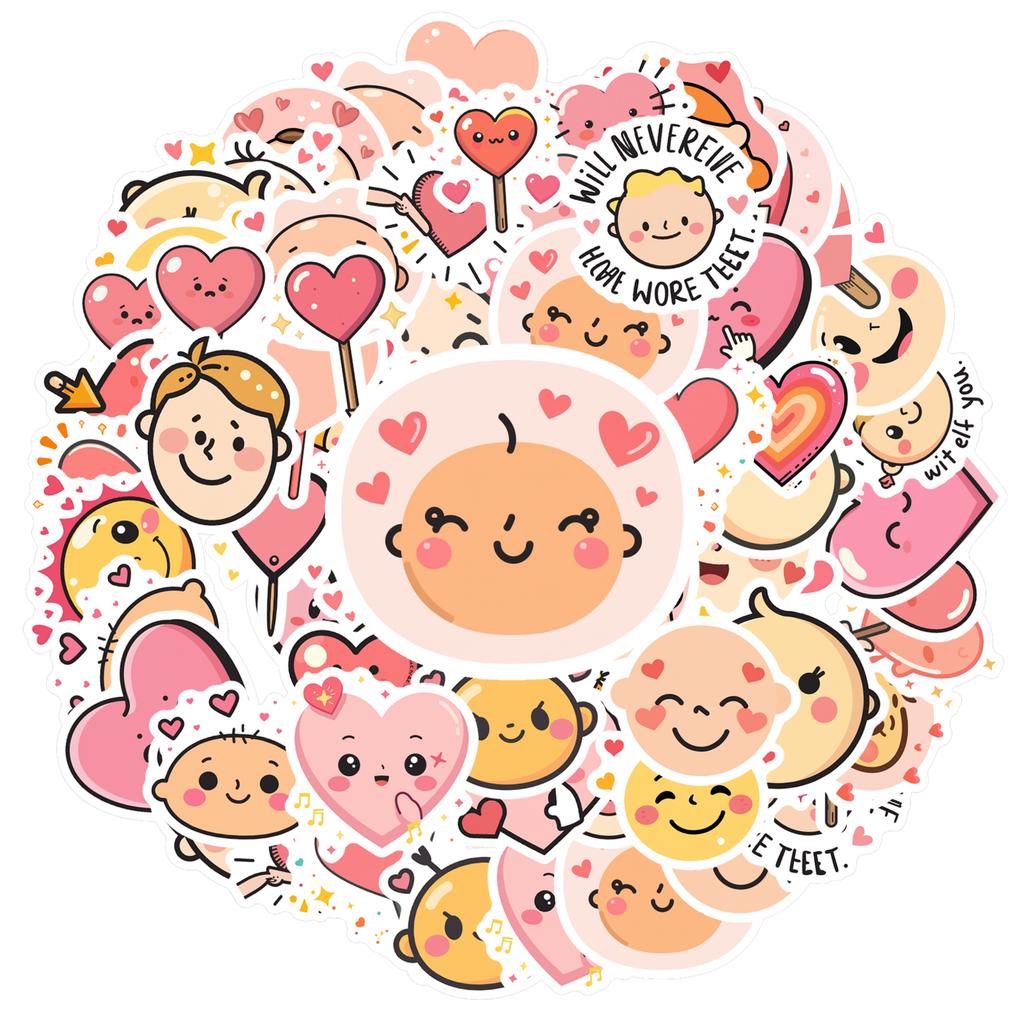 Playful Cute Faces Decals Whimsical Emotions Teacher Reward Stickers Stickers For Phone Fridge Car Sticker