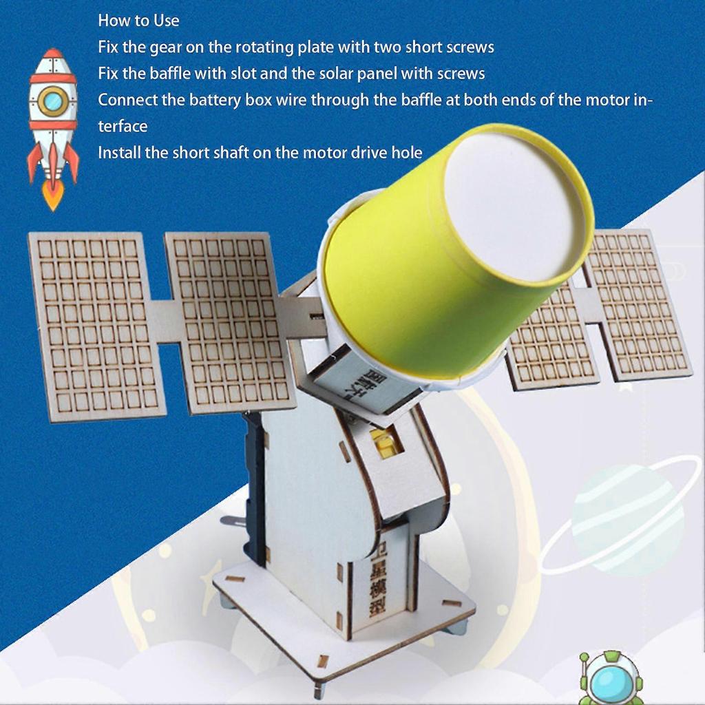 Electric DIY Wooden Space Model Toy, Composite Wood, Battery Powered
