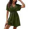 2026 European and American Women's Summer Sun Protection V-neck Pleated Beach Dress