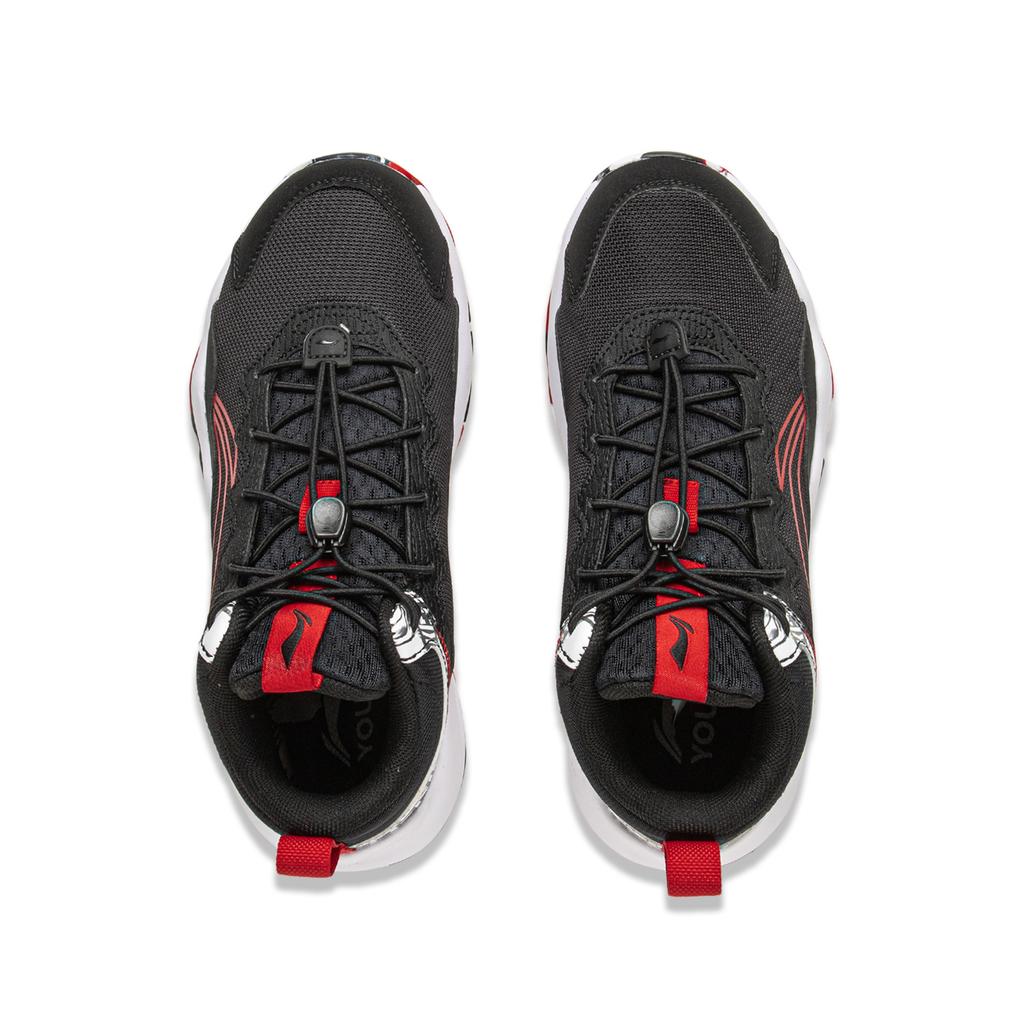 Li Ning Kids Pioneer Ling I TD Synthetic Leather Comfortable Shock Absorption Low Top Basketball Shoes Kids basketball shoes Black Red YKBU128-3