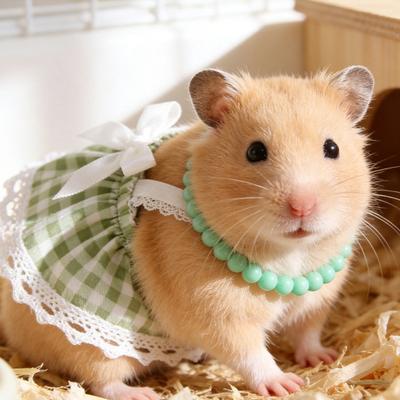 1 Set Hamster Dress Beaded Necklace Guinea Pig Hamster Small Animals Pet Clothes Outfits Costume Accessories Supplies Photo Prop