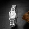 Ladies' Waterproof Square Dial Watch with Bar Index, Simple Quartz, Adjustable Stainless Steel - Silver