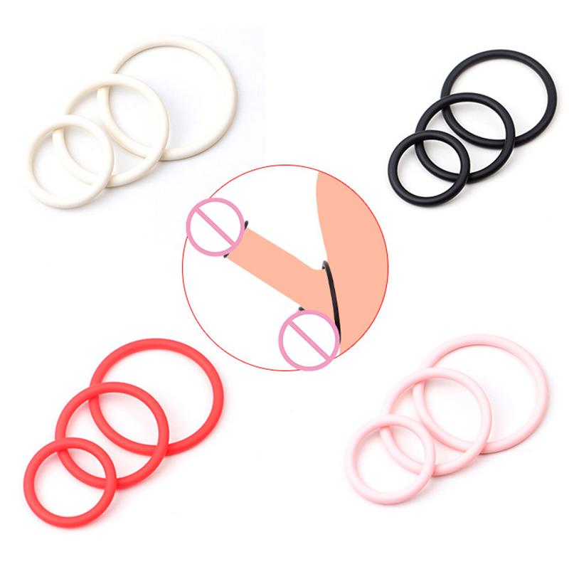 3Pcs Cock Ring Sex Toys For Men Delay Ejaculation Silicone Penis Ring Enlarge Enhance Erection Adult Supplies Remove Foreskin