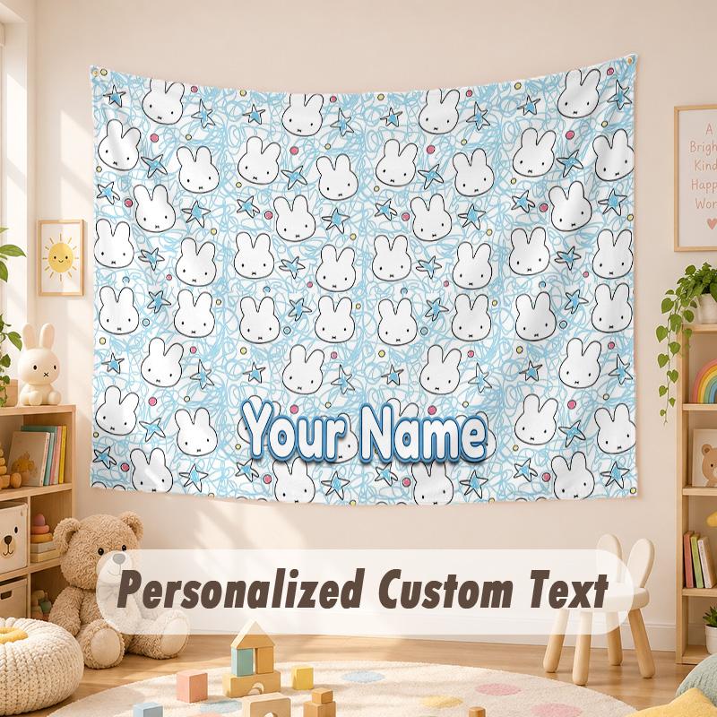 Custom Name Text Tapestry,Miffy Boho Wall Hanging, Decorative Backdrop Tapestry For Room
