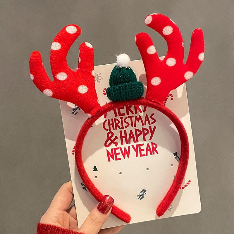 Christmas Reindeer Antler Headband for Women with Big Bow Hair Accessories Christmas Holiday Party Decor Gift