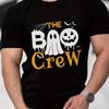 MenS Halloween Graphic TShirt  Spooky  BOO CREEP Design with Bats  Haunted House   Orange Casual Short Sleeve Round Neck