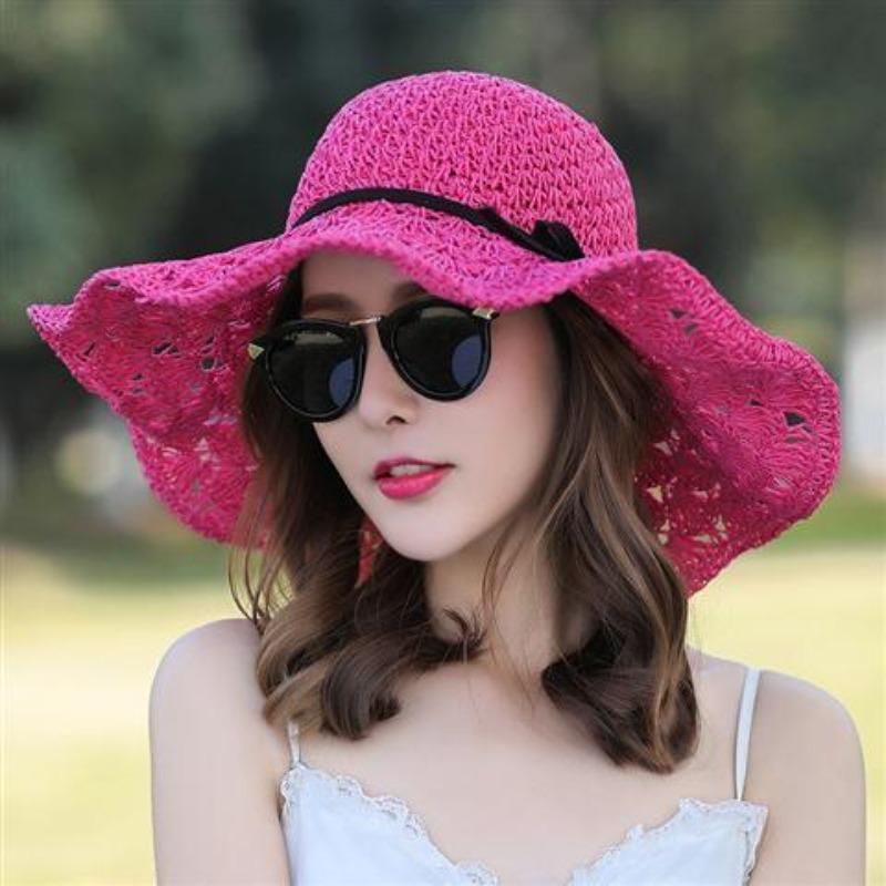 

Beach Hat for Women In Summer Grass Hat Beach Hat Big Brim Sun Hat Foldable Sun Protection Cool Hat (54-59cm)