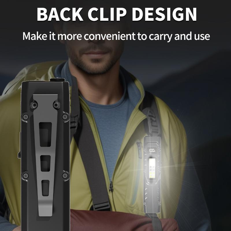 EDC Rechargeable LED Flashlight Type-C Charging Super Bright Tactical Flashlight COB Work Light Portable Multifunctional Flashlight Waterproof