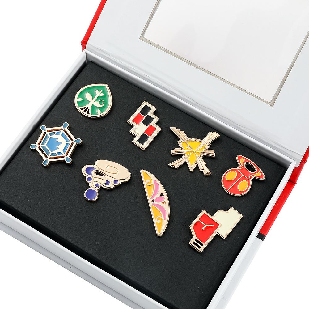 Hot Sale, Pokémon Metal Badge Pokémon Set, Exquisite Box, Gift Pin Brooch