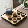 Japanese Black Pottery Tea Set with Handle Teapot, Dry Brew Tray, and Portable Bag for Home, Office, or Travel.