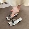 2025 Summer New Rhinestone High-heeled Sandals Fairy Temperament Thin-heeled Strap Dinner Shoes, Wind