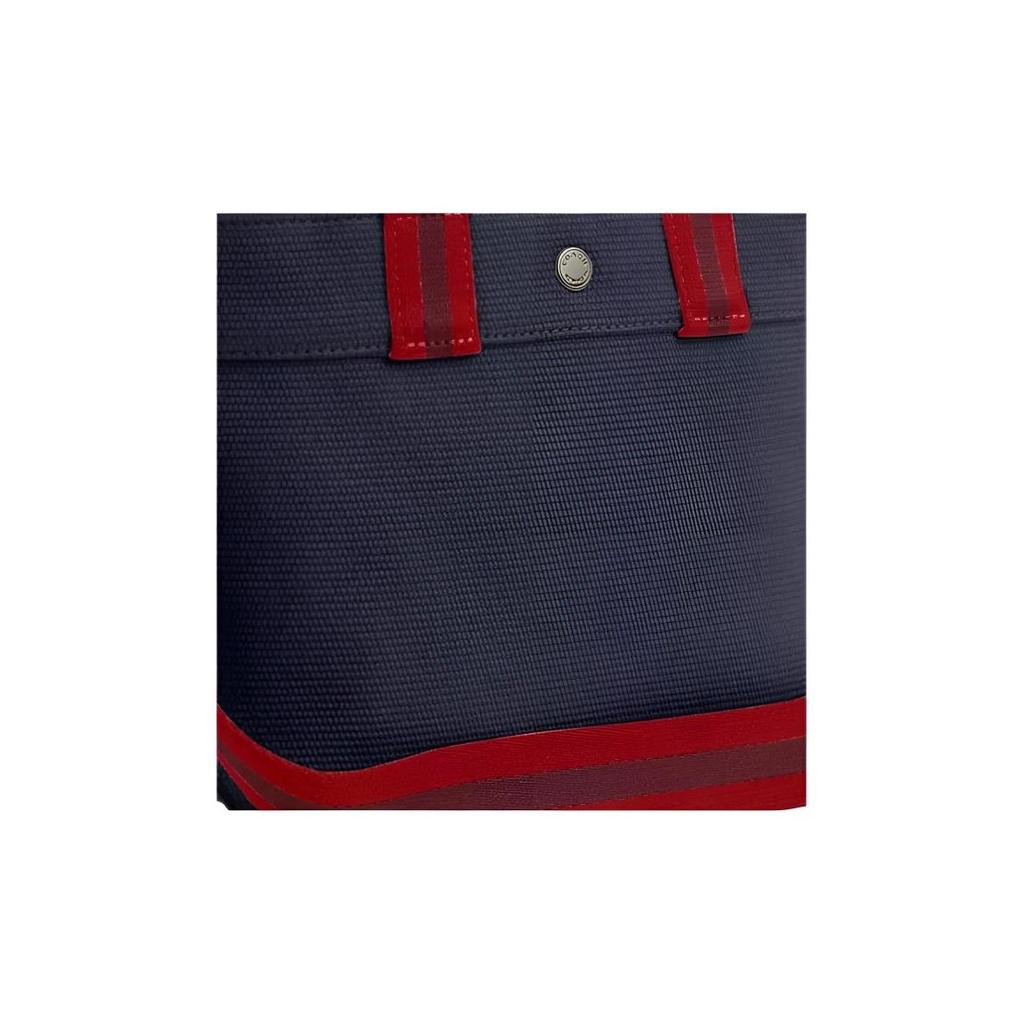 Coach 20 Letter Logo Tote Bag Canvas And Smooth Leather Handbag Small Men Tote Bags Navy-Blue Red CBK29-QBNI9