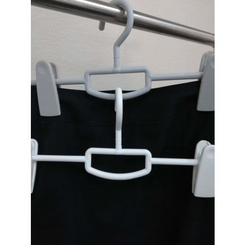 Shinkohanger Monochrome Skirt Hanger with Big Clip, Swivel Hook, Connecting Hook, Scarf Hanger, White, 34 x 17.3 x 3 cm