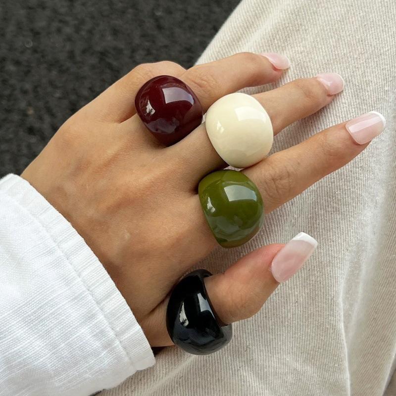 Multicolor Acrylic Resin Finger Rings for Women Simple Vintage Water Drop Shaped Rings Female Personality Jewelry
