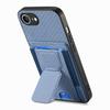 For iPhone 16e Case with Card Holder Kickstand Fiber Pattern Leather Back Cover