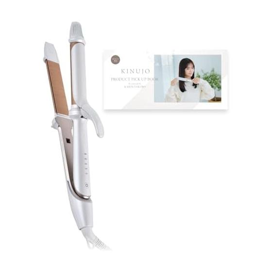 [Official EC limited + 1 year extended warranty included] KINUJO 2WAY IRON- KINUJO 2WAY IRON Curl & Straight Hair Iron Silk Plate Maximum 200 White