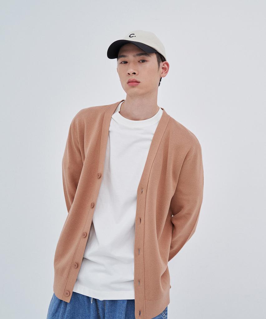 Basic House Uni Supima Semi-Overfit Cardigan Orange Lwcd2101