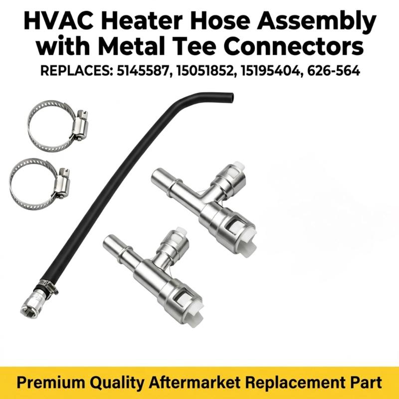 Replacement Heater Hose Kit for Full Size SUV Cooling Service, Aluminum Tees Connector Assembly with Clamp for Vehicle Applications 5145587 15051852