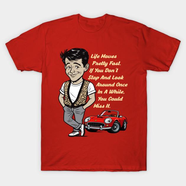 Men Black Print T-shirt Ferris Bueller Life Moves Pretty Fast Dks No-Cut Transfer Paper Print Cotton Tshirt 2XL