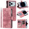 For iPhone 17 Pro Max Wallet Case Mandala Flower Pattern PU Leather Phone Cover with Wrist Strap