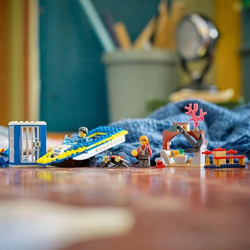 LEGO City Water Police Mission 60355, Toy Blocks, Gift for Police, Rescue, Boys and Girls, Ages 6 and Up