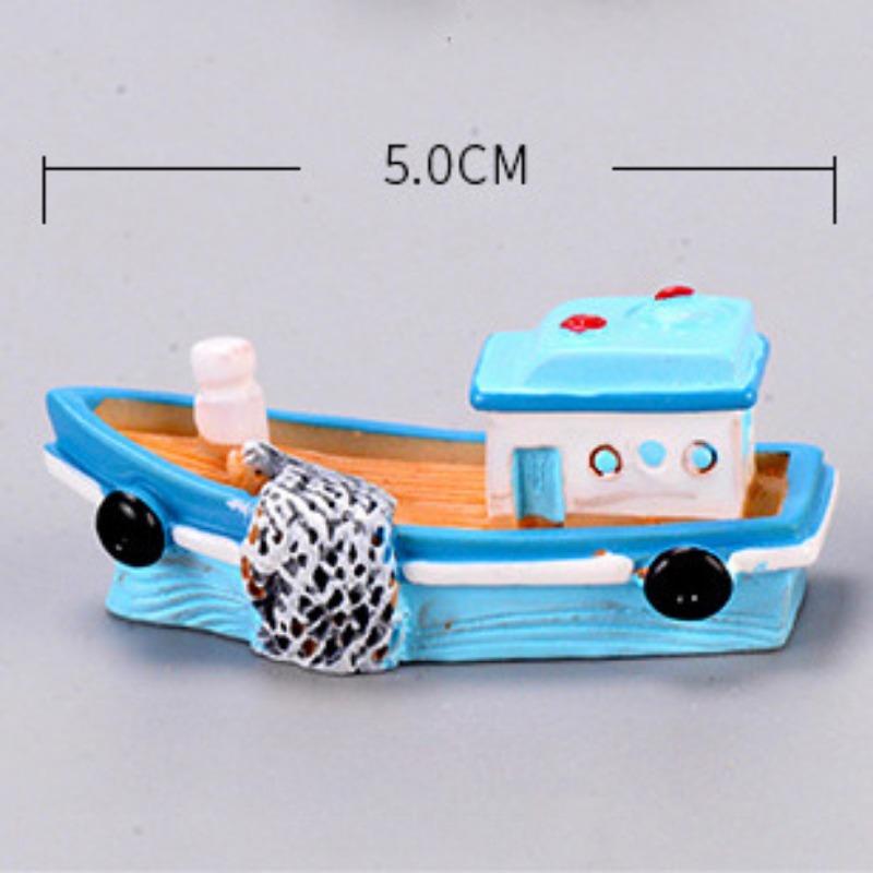 Micro-landscape Marine Beach Fish Tank Landscaping Small Boat Fishing Boat Yacht Wheel Model Miniature Small Ornaments