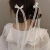 2/4Pcs Sweet Lace Bow Hair Clip White Ribbon Tassel Design Hollow Out Barrettes for Women Girls Trendy Hair Accessories