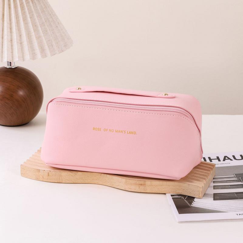 Kosmetiktasche mit großer Kapazität, Kosmetiktasche aus Leder für Damen, multifunktionale Toilettenartikel, tragbare wasserdichte Aufbewahrungsbox für Reisen.