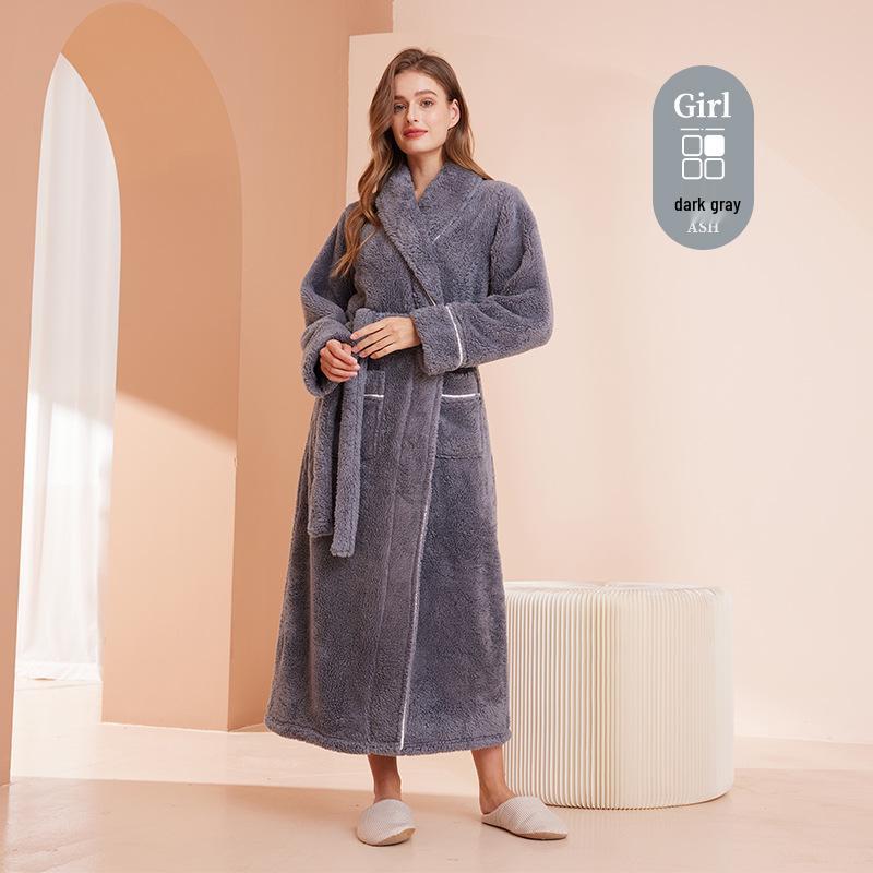 Mens & Womens Luxurious Extra Long Fleece Bathrobe - Thick, Plush, Plus Size Autumn/Winter Pajamas for Couples