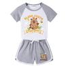 Kids' Summer Color Block Two-Piece Set: Casual T-shirt & Shorts