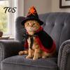 Halloween Wizard Cloak for Pets 1 Set Cat Witch Costume, Black Cape And Hat, Moon Pet Costume Star Pointed Hat Cats Small Medium Dogs Festive