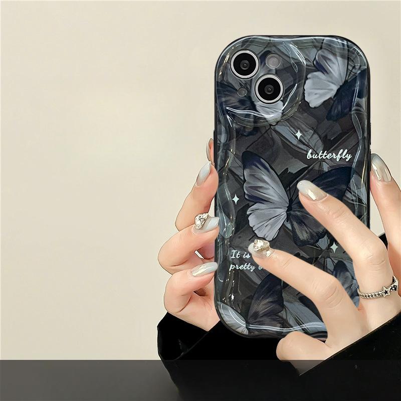 

Подходит для Apple 14promax Чехол для мобильного телефона iPhone 15/16 Sweet Butterfly Stand 13mini Силиконовый противоударный iPhone 6s Plus