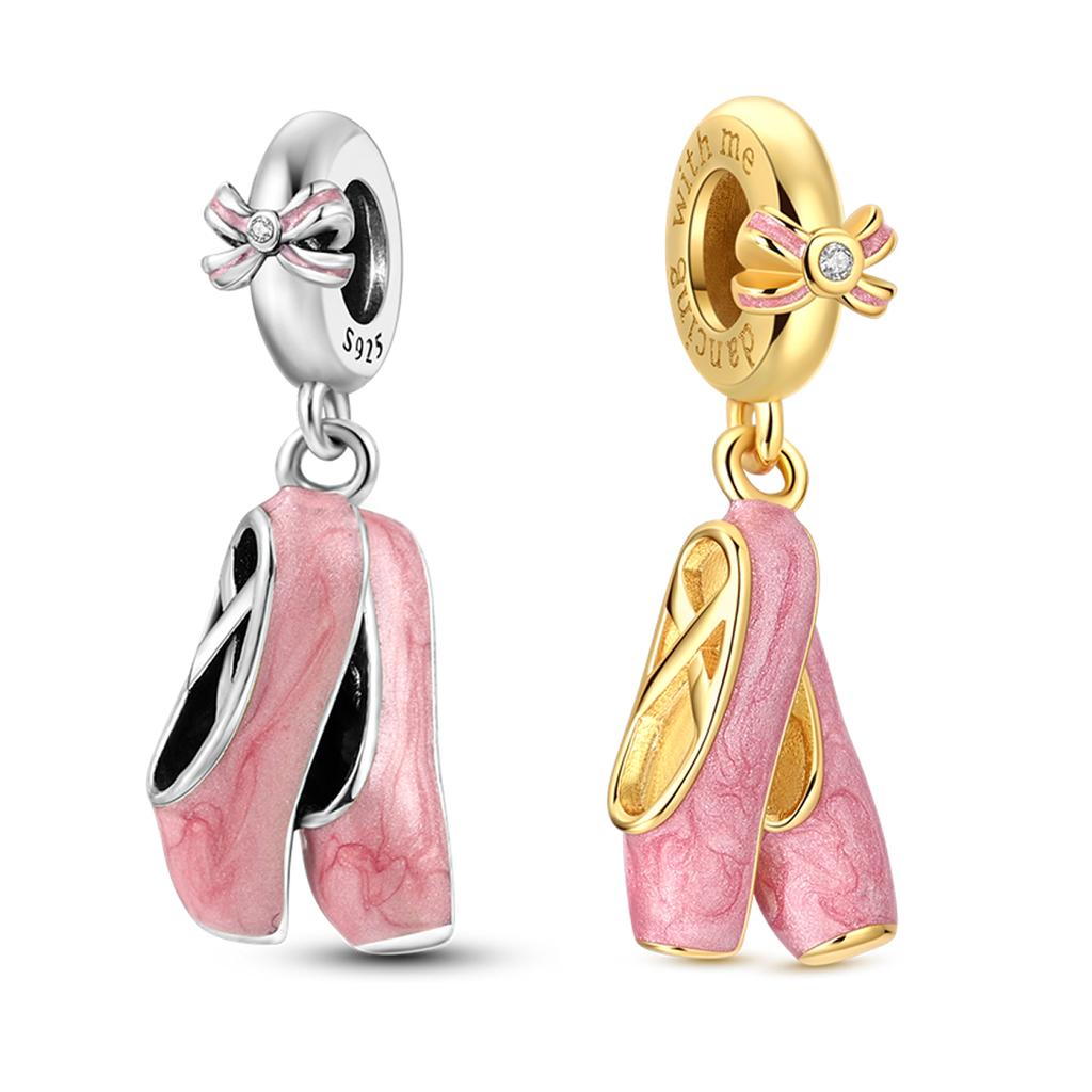 Original Copper Golden Pets Charms Bead Colorful Zirconium Clover Angel Heart Dangle Fit Bracelet Diy Jewelry Gift