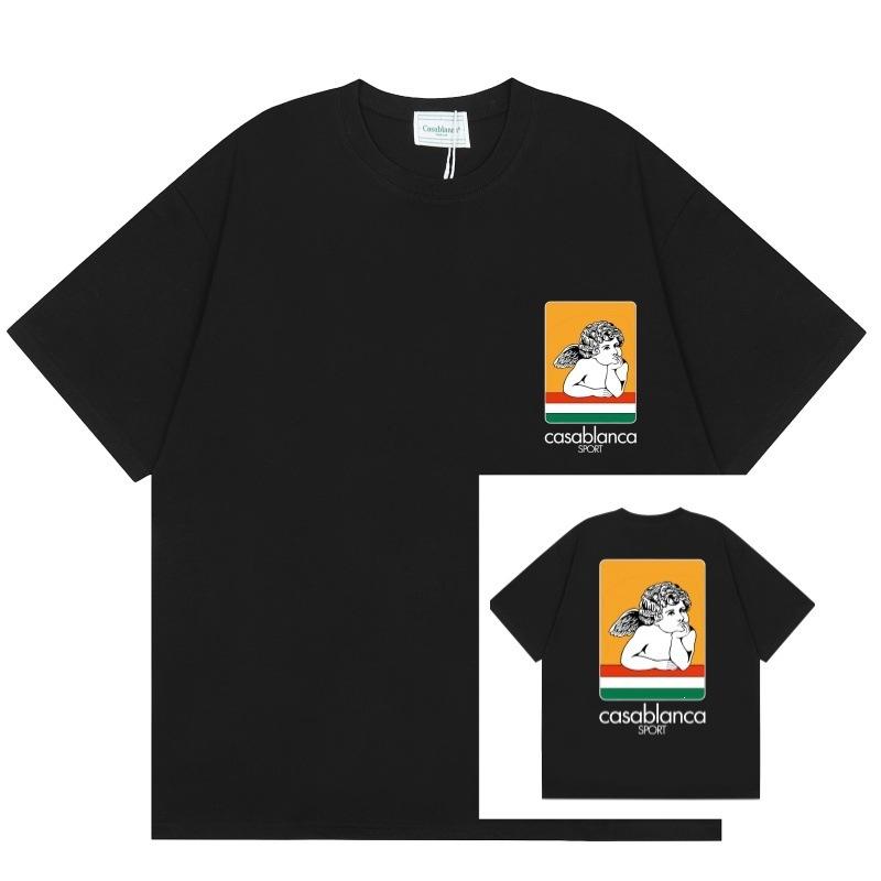 Grenzüberschreitend auf Lager exklusiv Casablanca Doppelgaze reine Baumwolle Unisex T-Shirt Hip-Hop lässig Kurzarm locker Rundhals