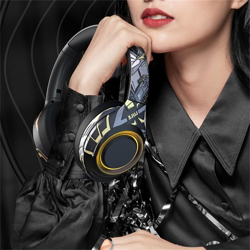 Wireless Gaming Headsets with Noise Cancelling Bluetooth-compatible Over Ear Headphones with Detachable Boom Microphone
