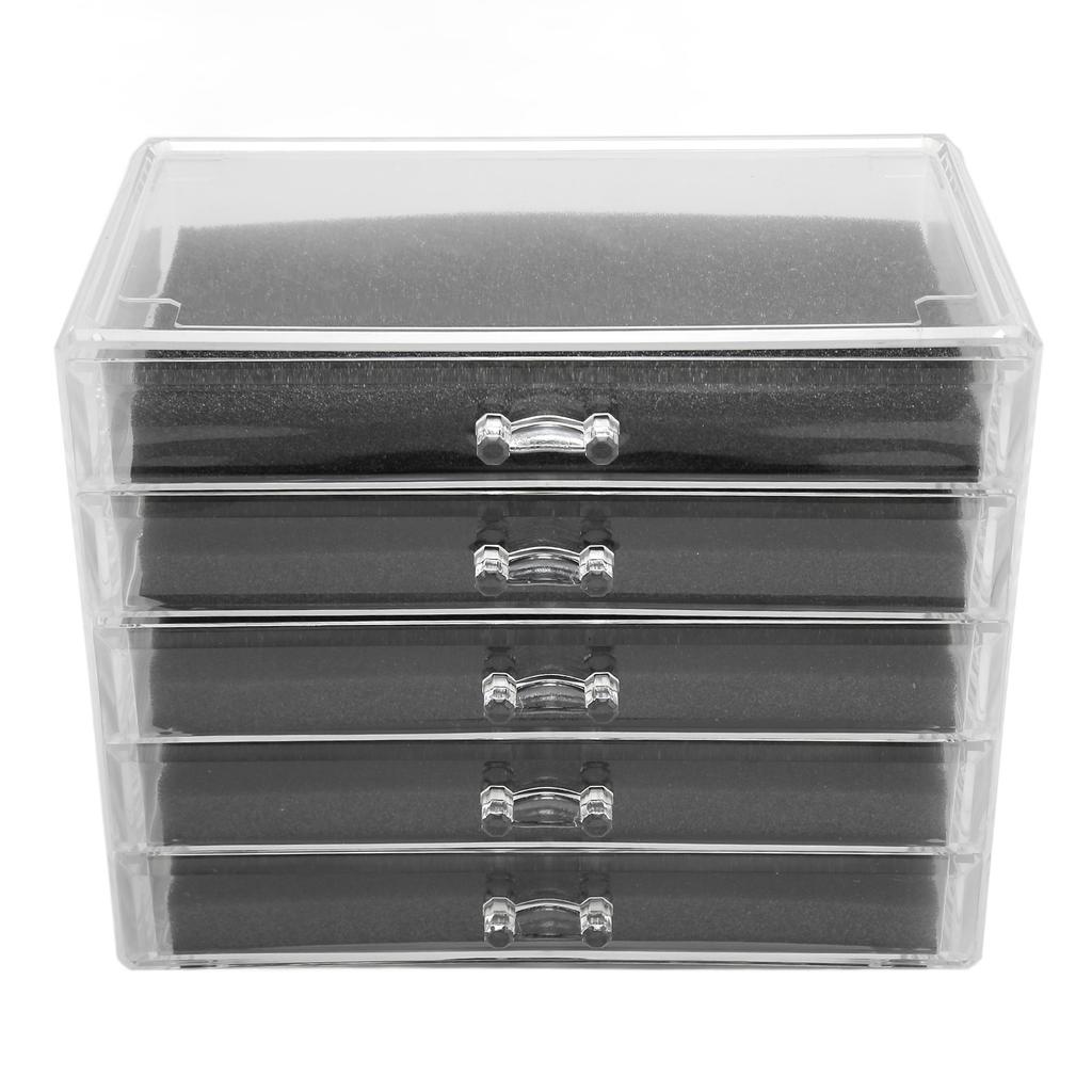 5 Layer Jewelry Drawer Storage Box Case Transparent Acrylic Desktop Cosmetic Makeup Drawer Storage Cabinet